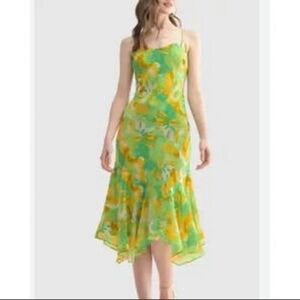 All in Favor Green and Yellow Floral Slip Dress